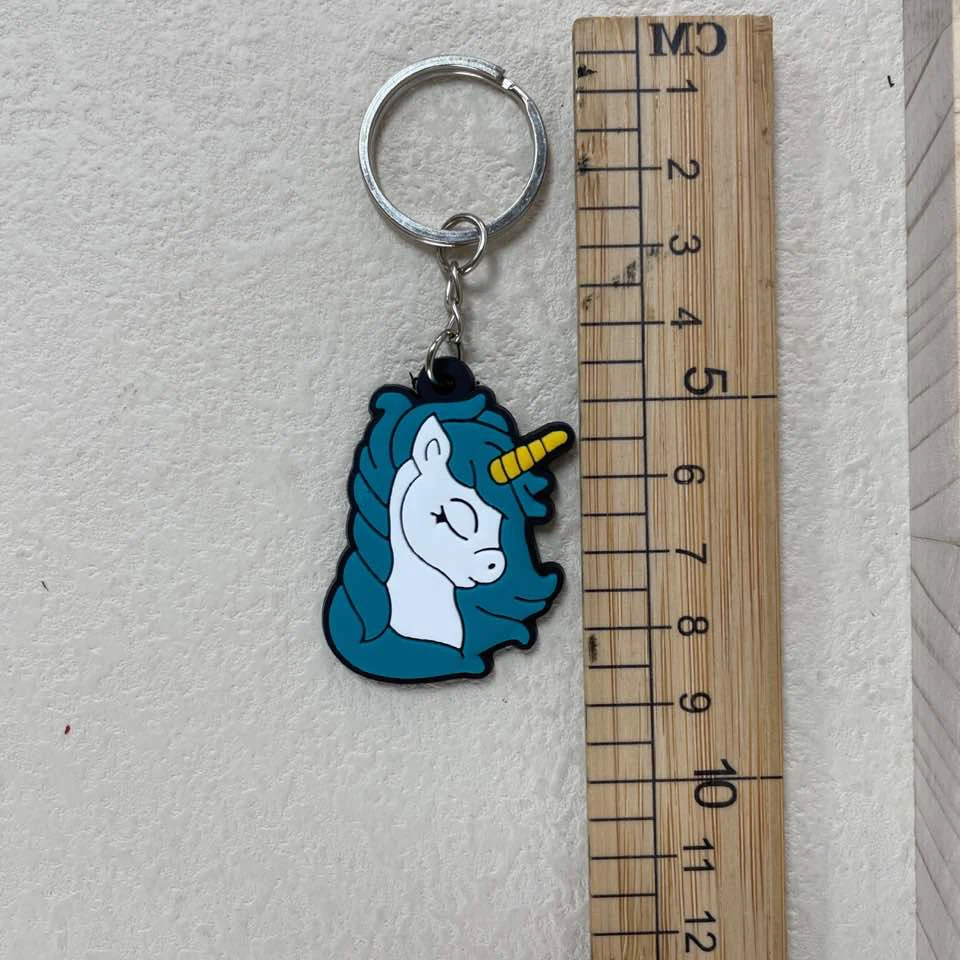 Factory Direct Custom kawaii unicorn Wholesale Silicone Key Ring 2D Rubber Key Chain Soft PVC Keychain