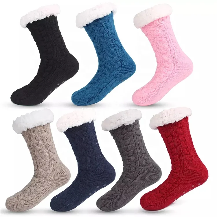 High Quality Indoor Fluffy Socks Winter Warm Fuzzy Slipper Socks Floor Anti Slip Fleece Lined Sherpa Socks