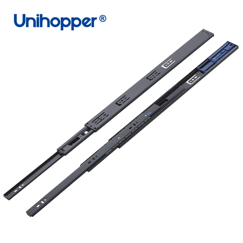Unihopper 45mm Drawer Telescopic Channel Slide Rail 3 Fold Ball Bearing Push to Open Drawer Slide