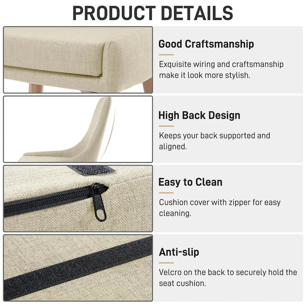 Hot sale Hight Backrest Leisure Armchair Dining Room Chair Solid Wood Legs Fabric Upholster Restaurant chair Dining Chairs