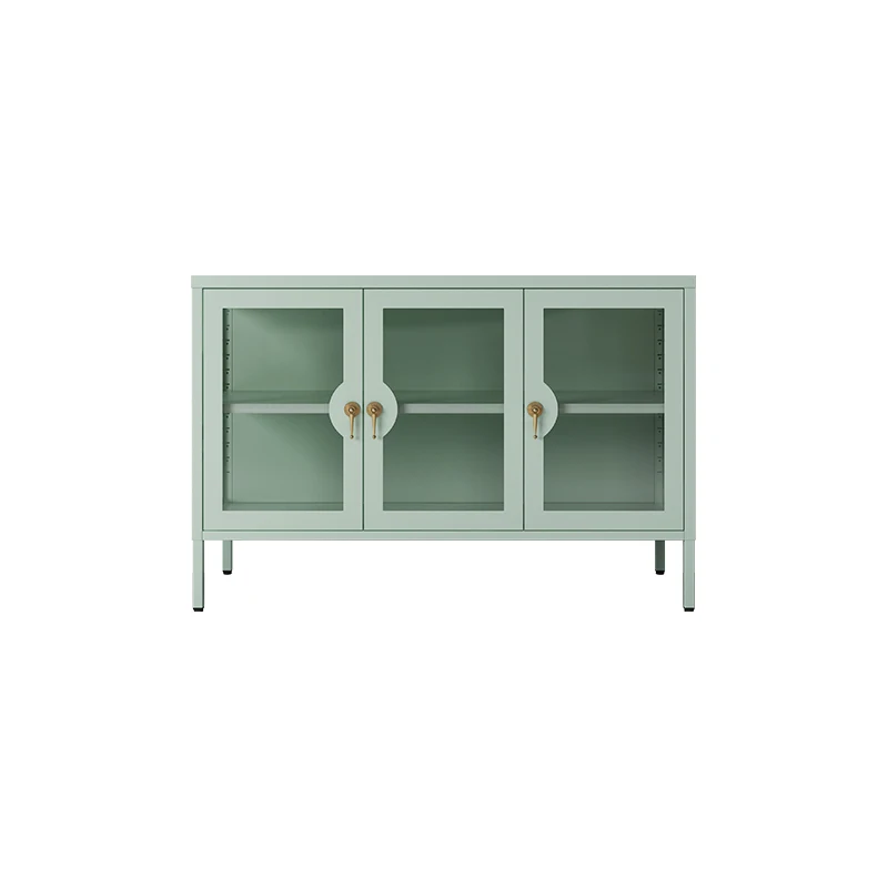 GREEN COLOR LIVING ROOM CABINET MODERN DESIGN 3 DOOR GLASS DISPLAY CABINET WHOLESALE CUSTOMIZED FURNITURE