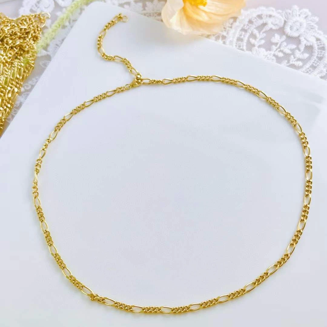 AU750 Real Gold Jewelry Wholesale 18K Solid Gold Italy Chain Necklace Handmade Figaro Link Chain No plating Variety of Size