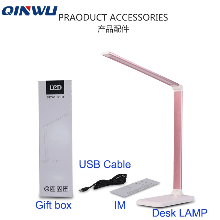 Factory Multifunctional Fast Wireless Charger LED Desk Lamp , 5 Lighting Modes Reading student desk lamp with USB Charging Port