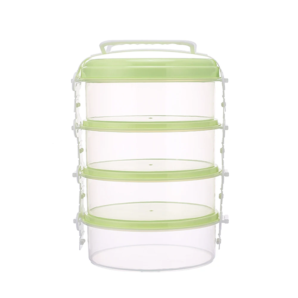 New design food container 4 layer plastic square rectangle round lunch box