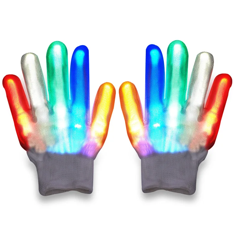 Wholesale Adult Halloween Glow Light Up Gloves Colorful Rave LED Finger Light Gloves Festival Party LED Flashing Gloves