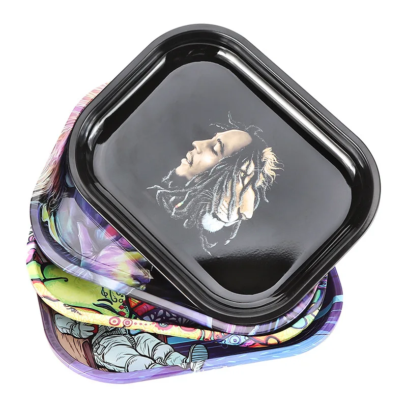 Small Pink Custom Tin Metal Rolling Trays Print Metal Rolling Tray Herb Spices Rolling smoking tray set