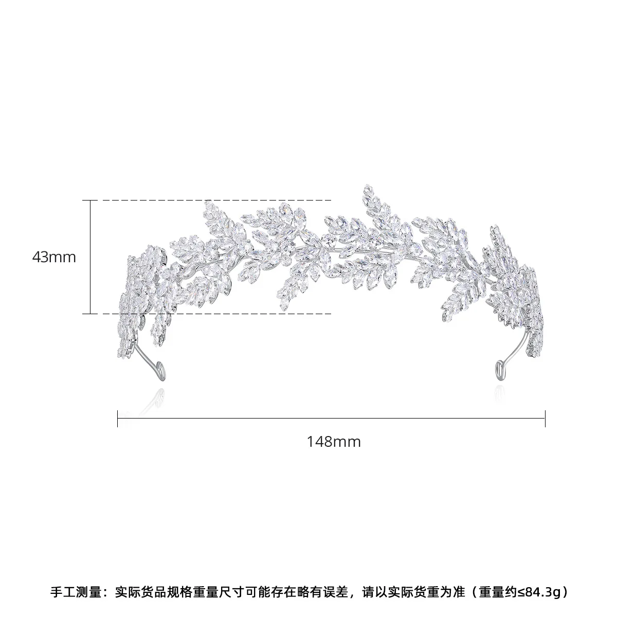 ROMANTIC Luxury Zircon Leaf Design Hair Accessories Bridal Party Cubic Zircon Wedding Tiara Headband