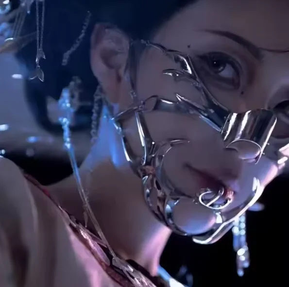 Mask women create male y2k mechanical style Halloween cosplay mask network celebrity live streaming face chain