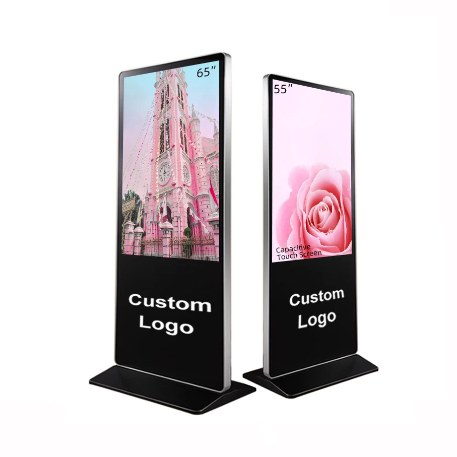 65 inch commercial Floor standing digital totem android lcd capacitive touch screen advertising kiosk vertical digital sigange