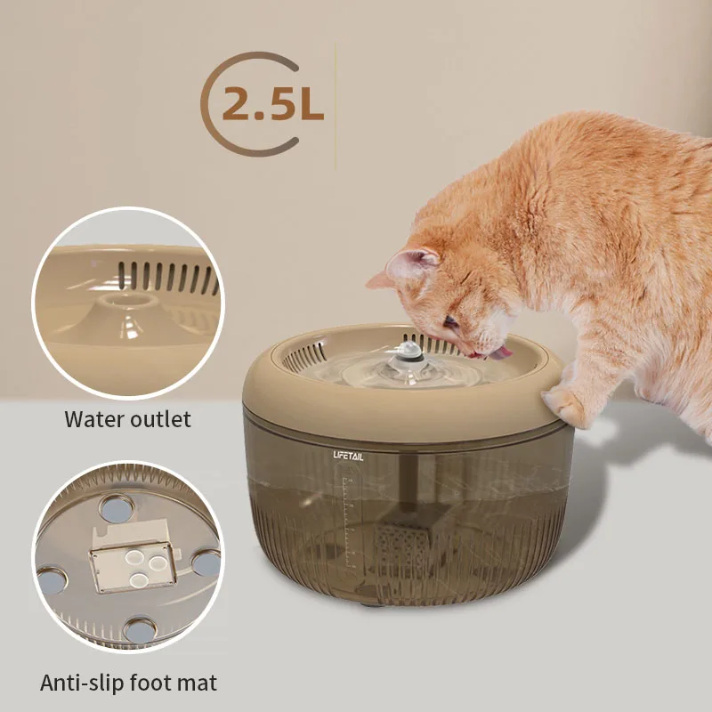 Lifetail 2.5L with Ultra Quiet Pump Backup Battery Slot Smart Automatic Pet Drinking Water Fountain