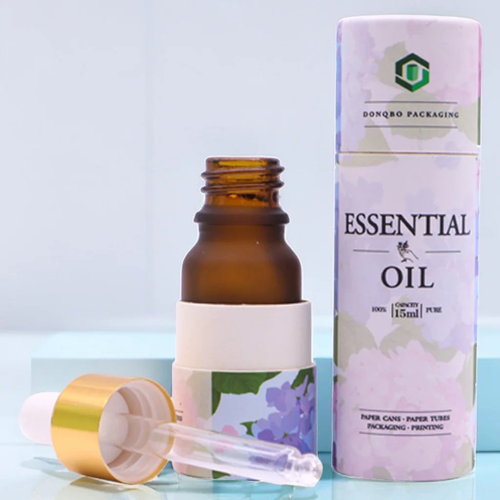 Recycled Kraft Cosmetic Cardboard Protective Packaging biodegradable 30ml Dropper Bottle round Box oil paper tube