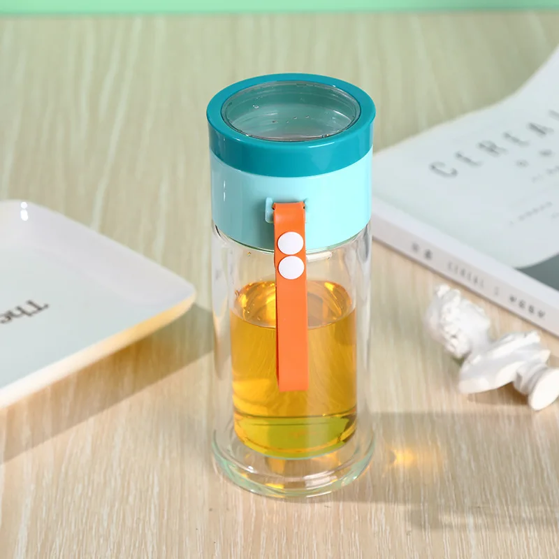 Double Wall Eco-friendly Borosilicate Glass Tea Filter Tumbler Borosilicate Glass Drinking Water Bottle