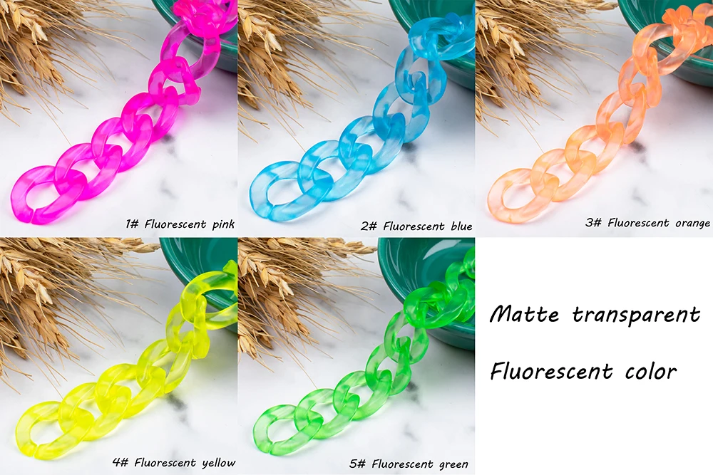MELLON Matte fluorescent multicolor 17x23mm Acrylic Chain Link Clasp For DIY Jewelry Findings Chain Making