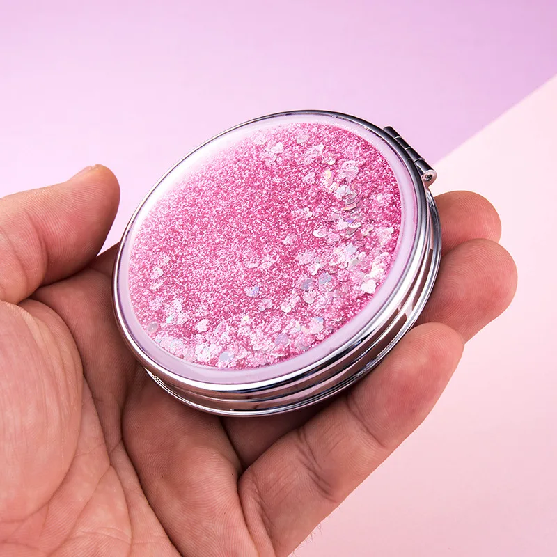 Mini pocket double sided small round mirror Portable makeup mirror Metal custom logo small square mirror