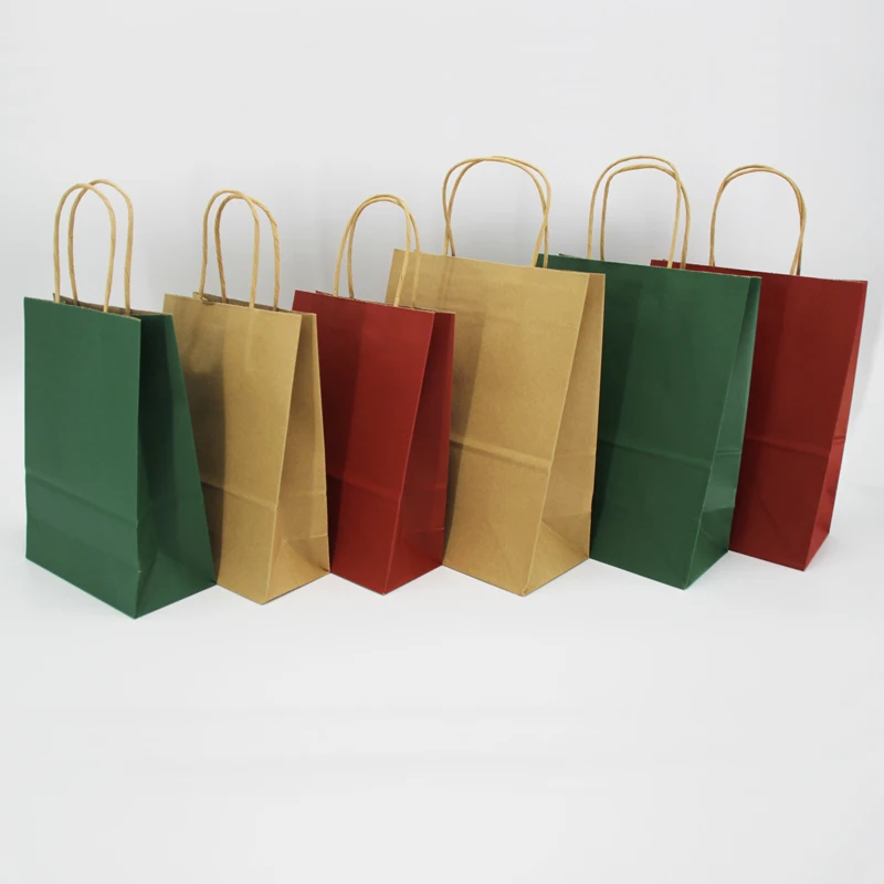 Promotional wholesale reusable custom printing luxury brown white  restaurant food takeaway packaging kraft paper bag handle