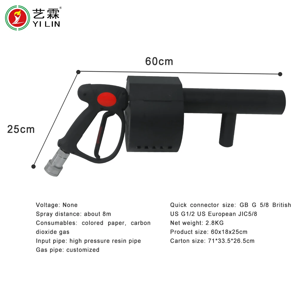 Co2 Confetti Gun Cannon Handheld Machine with Color RGB Lights for Stage Wedding Party