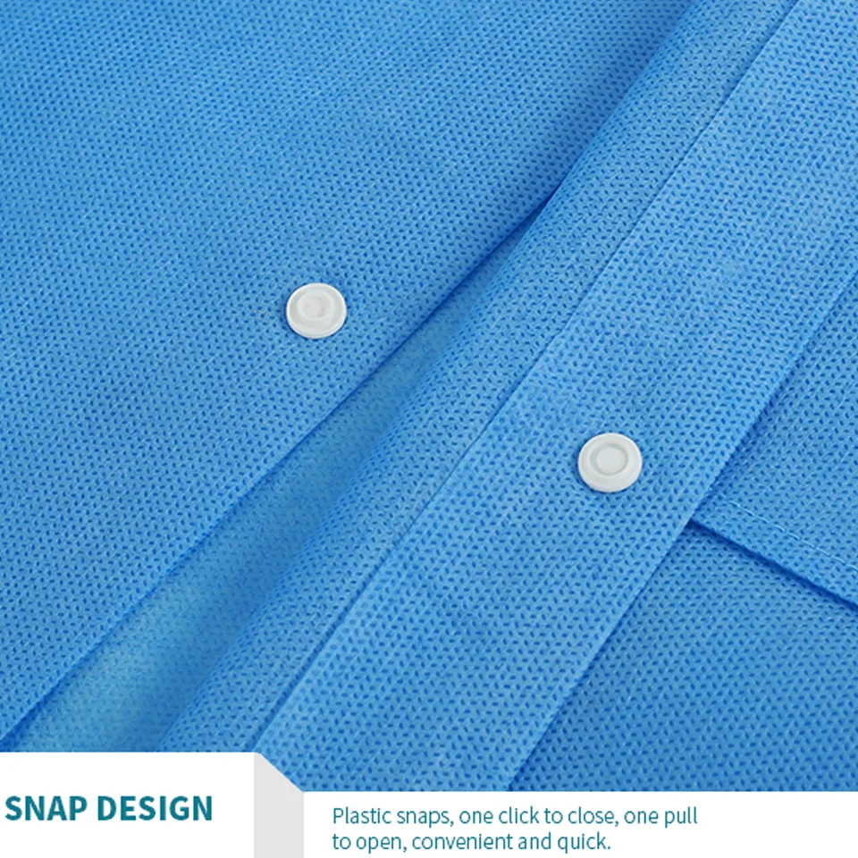 Cheap wholesale white coat disposable non-woven SMMS pp material white/blue lab coat