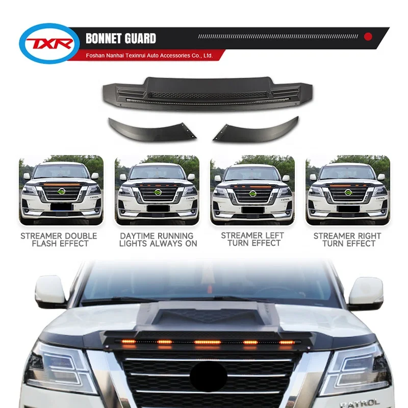 Other Exterior Accessories  Bonnet Guard with Streamer Light Hood Scoop Cover Roof  Searchlight for Nissan Patrol Y62 NEW Armada