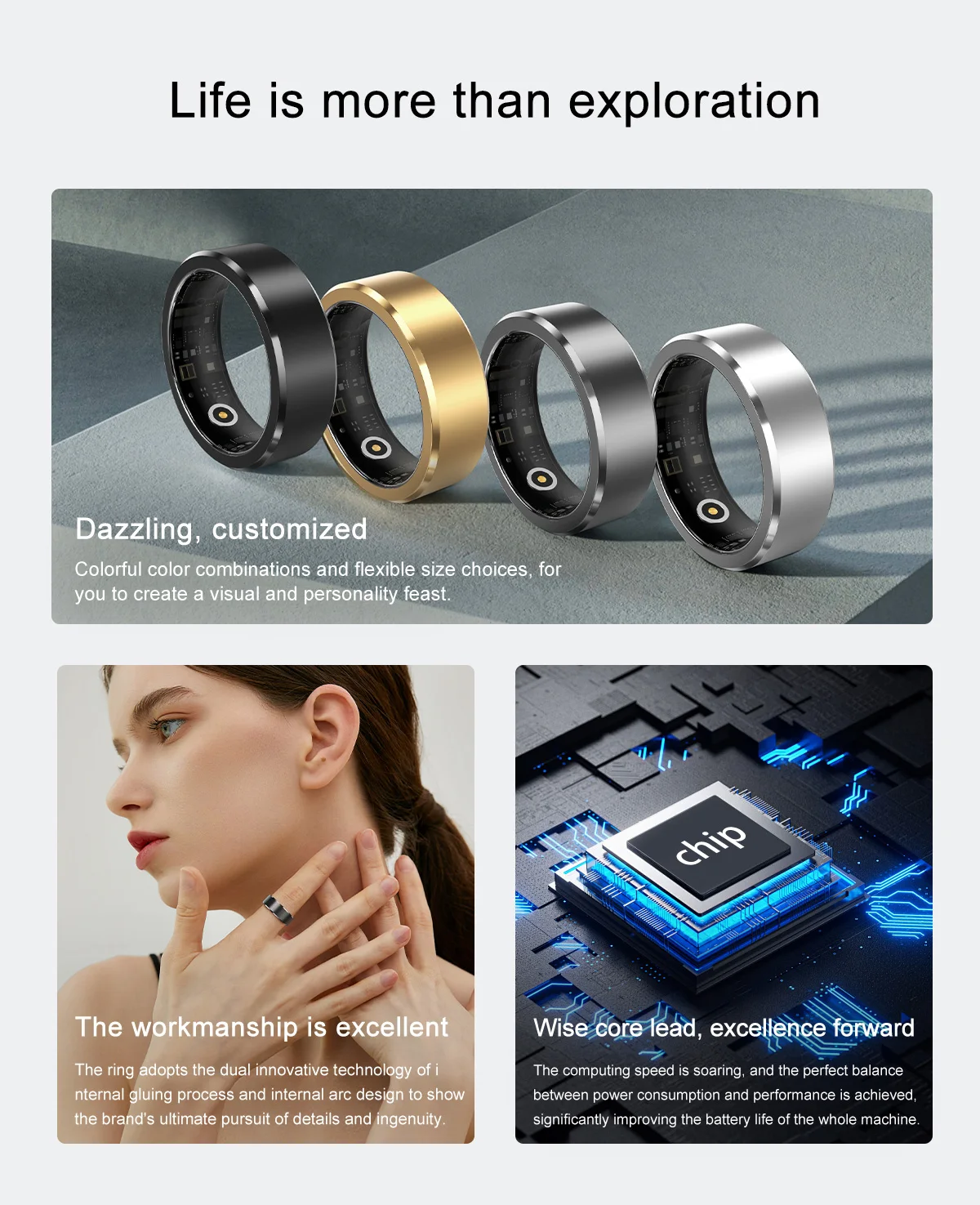 Hot Selling Smart Rings Fitness Tracker Health Monitoring Anillo 24h heart rate blood oxygen monitoring Smart Finger Ring