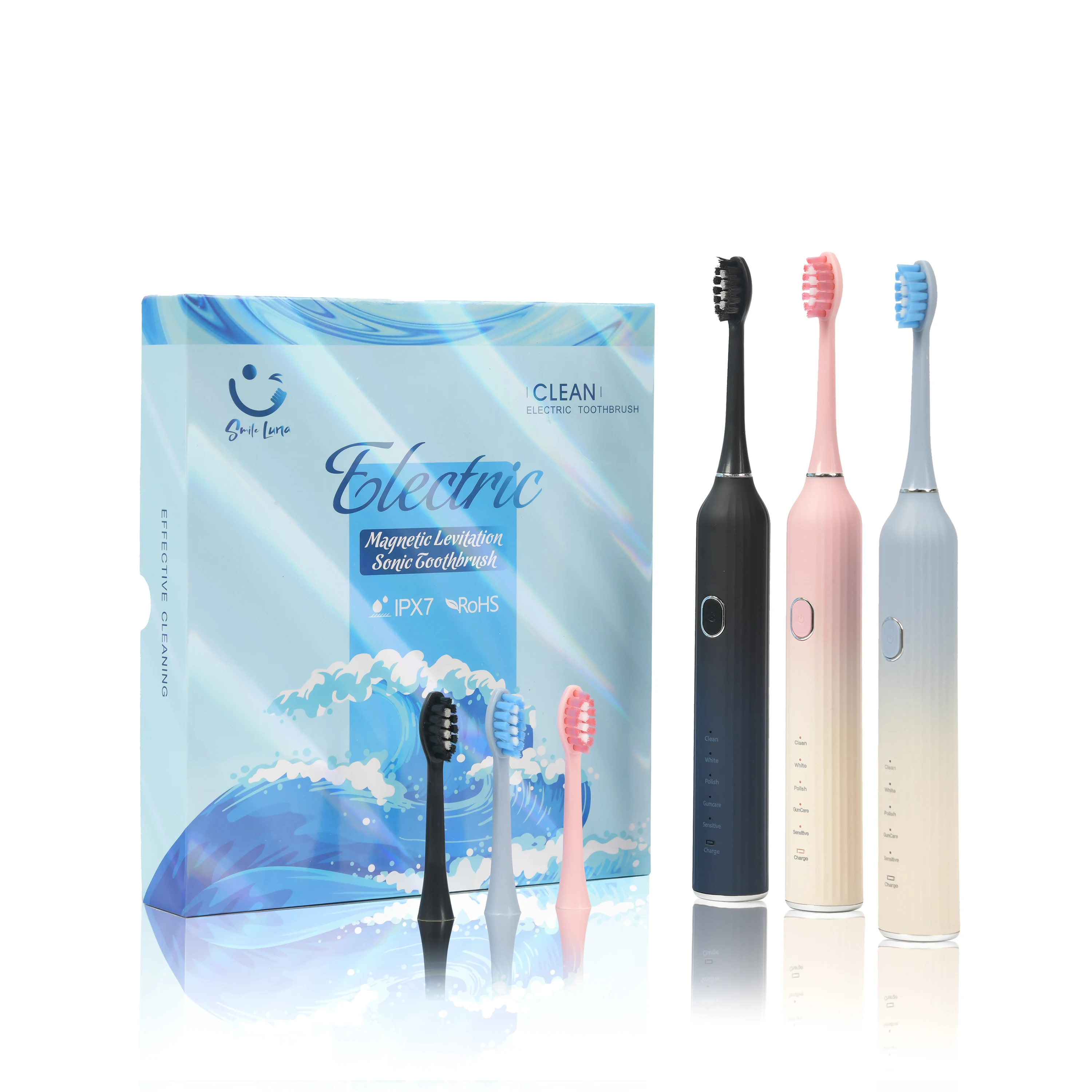 Зубная щетка Smile Luna звуковая электрическая для взрослых, IPX7, магнитная, водонепроницаемая, 7203