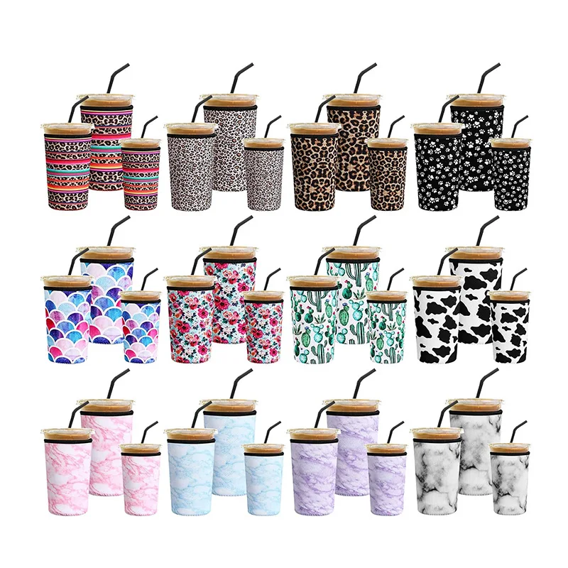 Factory Wholesale Summer Milk Tea & Coffee Cup Sets Diving Material with Handle Handshake & Ice Bully Cup Sets cooler bag
