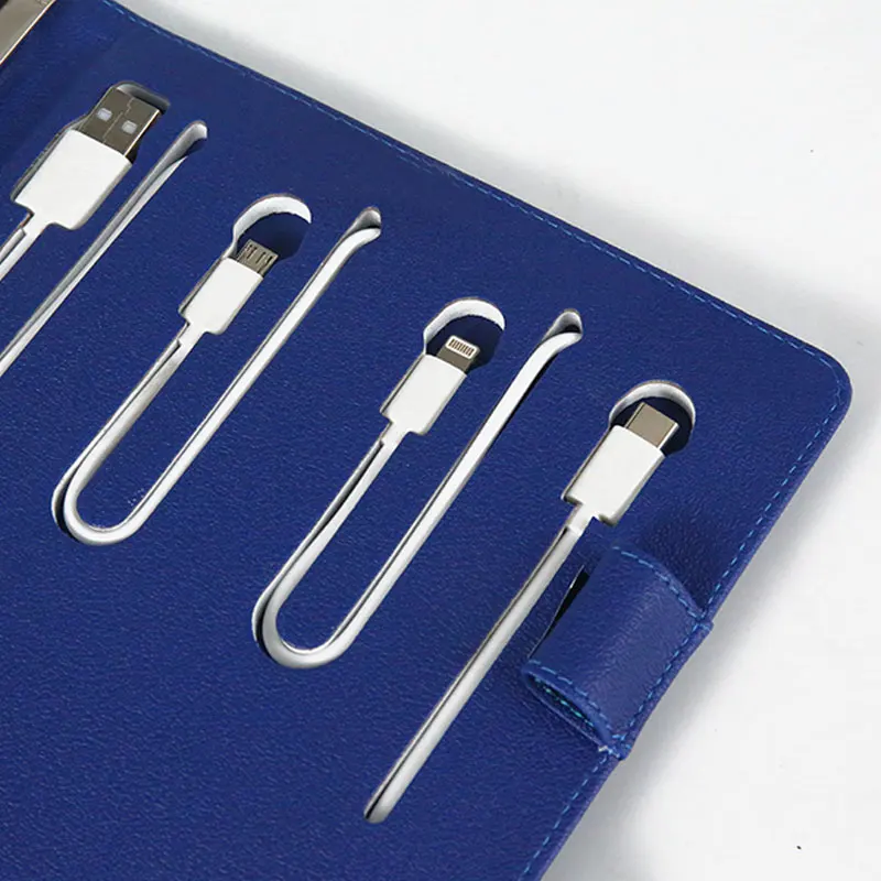 gift creative leather a5 a6 size custom power bank charger notebook and pen set with powerbank usb flash drive yellow pages