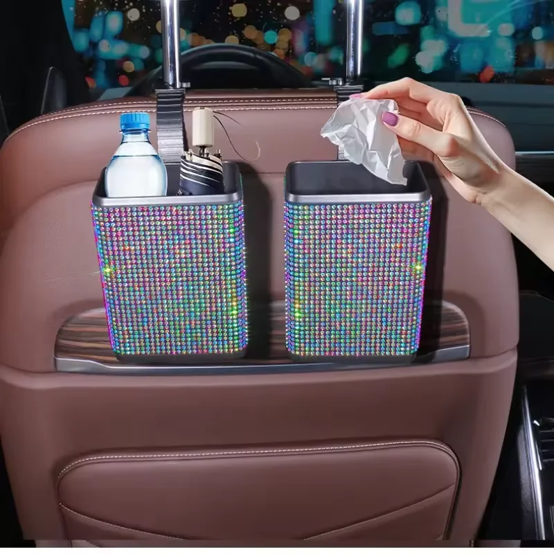 Rhinestone Fashion Car Storage Bag Car Seat Backrest Organizer Between The Middle Of The Car Seat And The Rear Hanging Bag