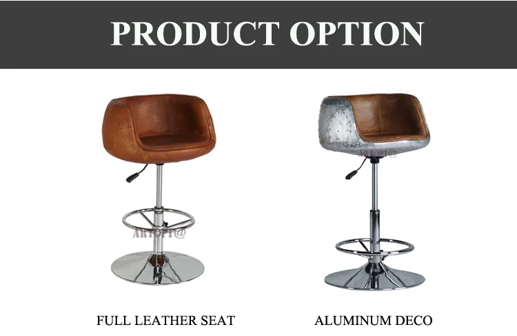 vintage industrial style top grain leather seat and metal high bar chair bar stool adjustable height bar chair stool furniture