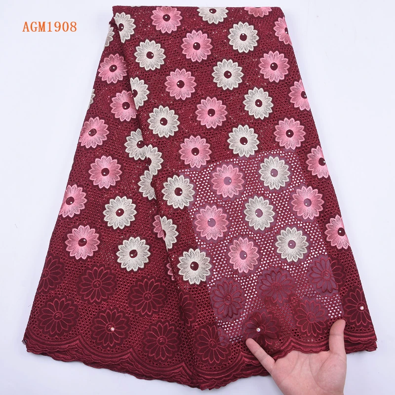 White Color Latest African Cotton Lace Fabric High Quality Nigerian Swiss Voile Lace In Switzerland Asoebi Lace Fabric 1908