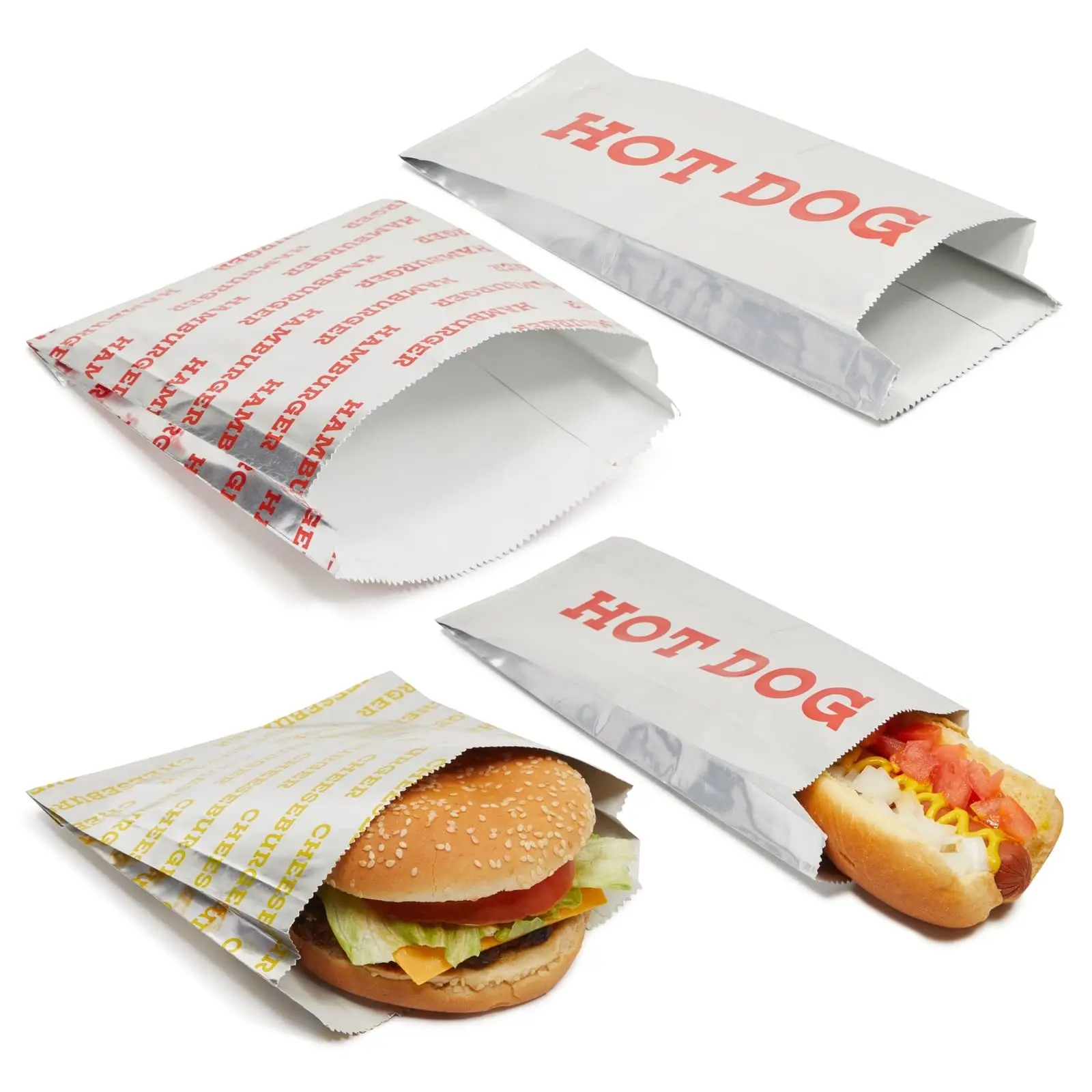 Greaseproof Aluminum Foil Lined Paperbag Custom Logo Printing Biodegradable Bbq Kebab Bags