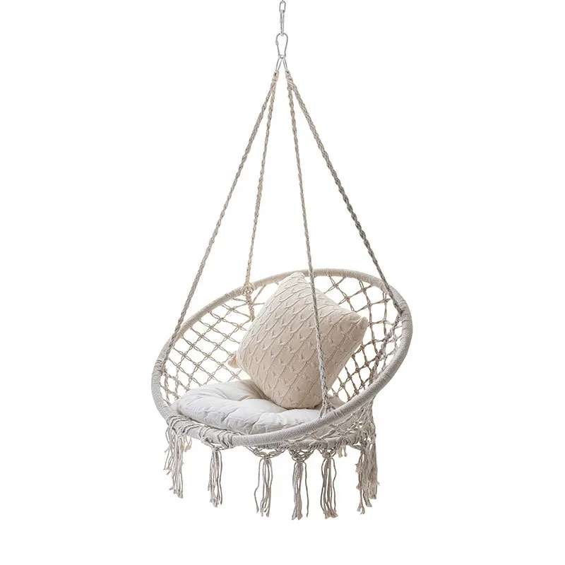 garden swing hanging rope seat swinging macrame round based stand hammock chair