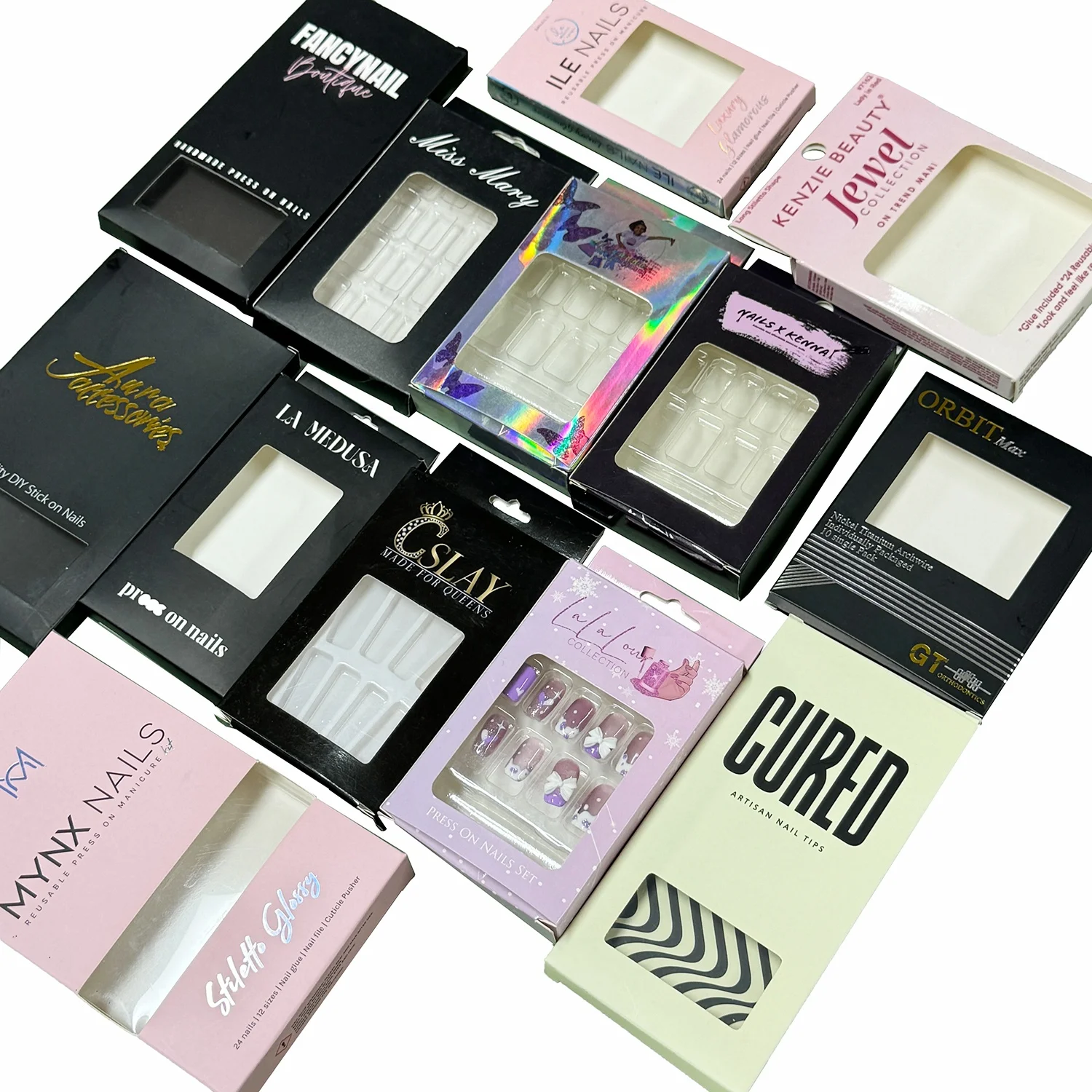 Custom Colorful Logo Cardboard Packaging Box Hair Extensions Packaging Box With PVC Windows
