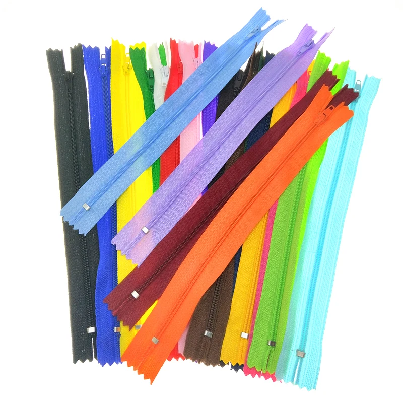 High Quality 20 Cm 3# Length Colorful Nylon Coil Hidden Zippers Closed Tail Zipper For Pants