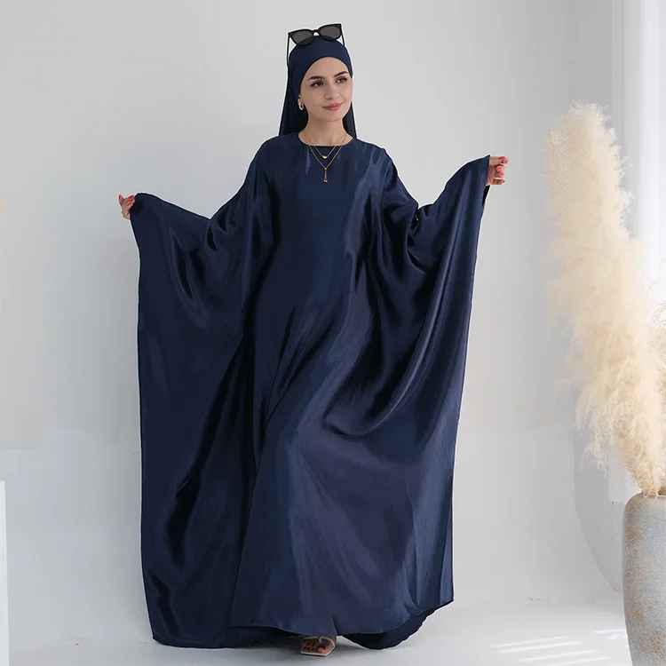 Premium Plain Abaya Women Muslim Arabian Dress Turkey Butterfly Sleeves Kaftan Robes Closed Glitter Abaya