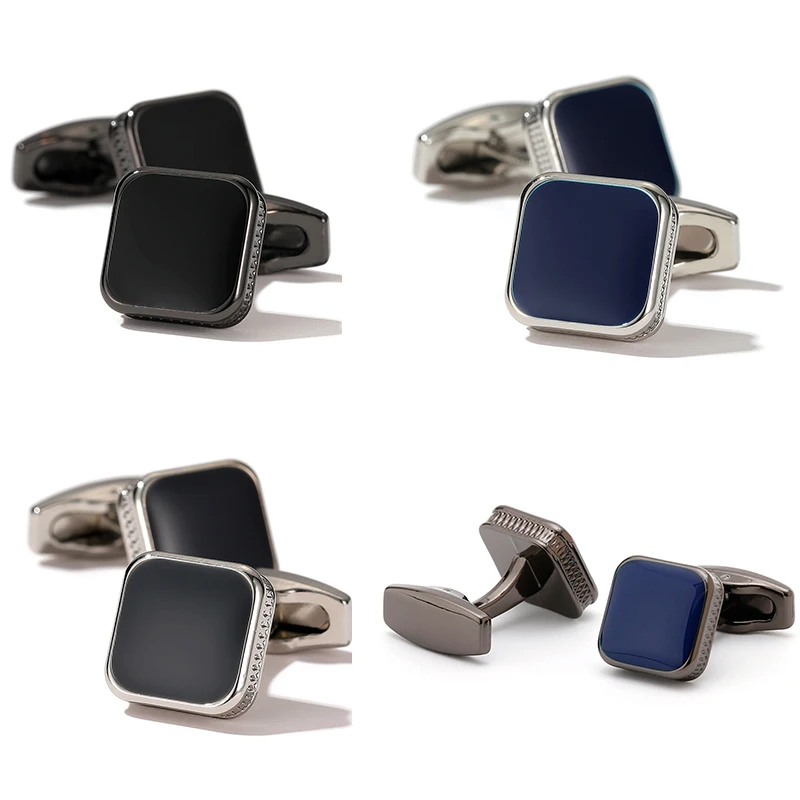 Classic enamel square cufflinks for business wedding