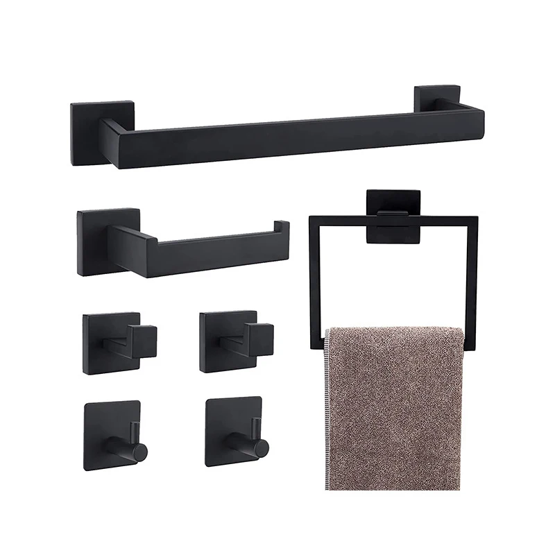Matte Hook Towel Holder Bathroom Accessories Rack Bar Shelf Tissue Paper Holder Bathroom Hardware Towel Holder Set