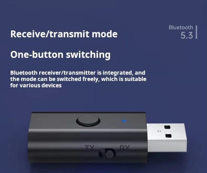 Mini size 4 in 1 USB BT 5.3 wireless receiver & transmitter adapter support Aux phone call wireless adapter