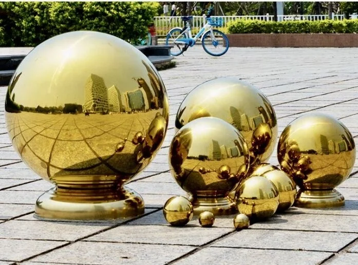 Yellow Stainless Steel Gold Mirror Polished Reflective Balls Electroplated Hollow Decorative Shiny Balls For Garden Christmas