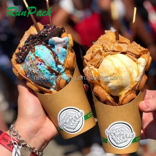 Одноразовая вафельная чашка с пузырьками пищевой вафельный стакан для яиц упаковка держатель мороженого индивидуальным логотипом