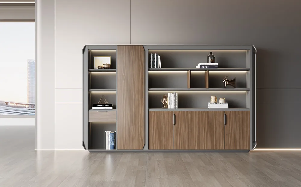 Excellent Quality Six Doors Bookshelf Modern Office Equipment Modern Design Customized Size Tall Office Wood File Cabinet