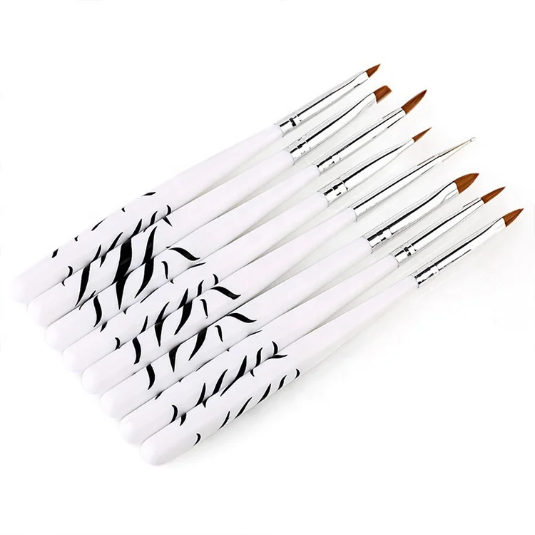 Custom Logo 8pcs/set 3D Paint Dot Draw Pen Acrylic Nail Liner Brushes Sets Manicure Painting Pen Nail Art Brush Set