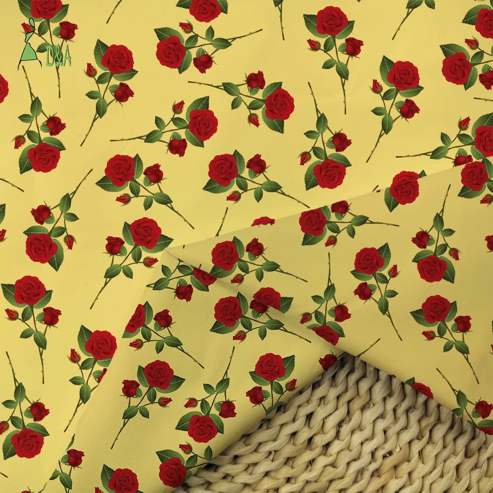 Colorful Small Roses Floral Printed Cotton Fabric Light Woven 100% Cotton Fabric And Textile For Garment