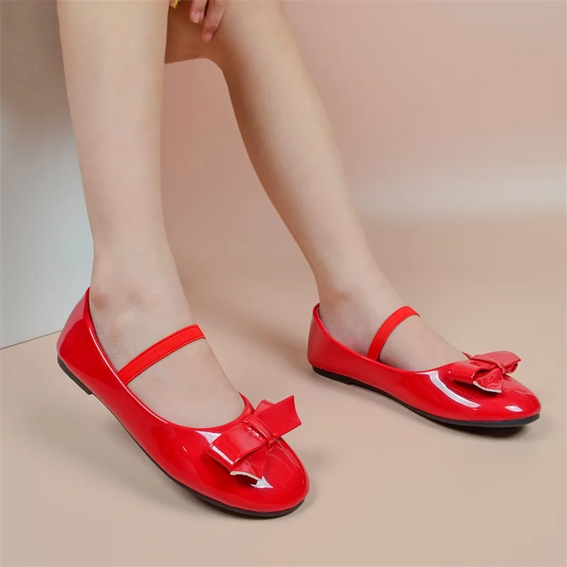 В наличии 2022 детская кожаная повседневная обувь принцессы с бантом для маленьких