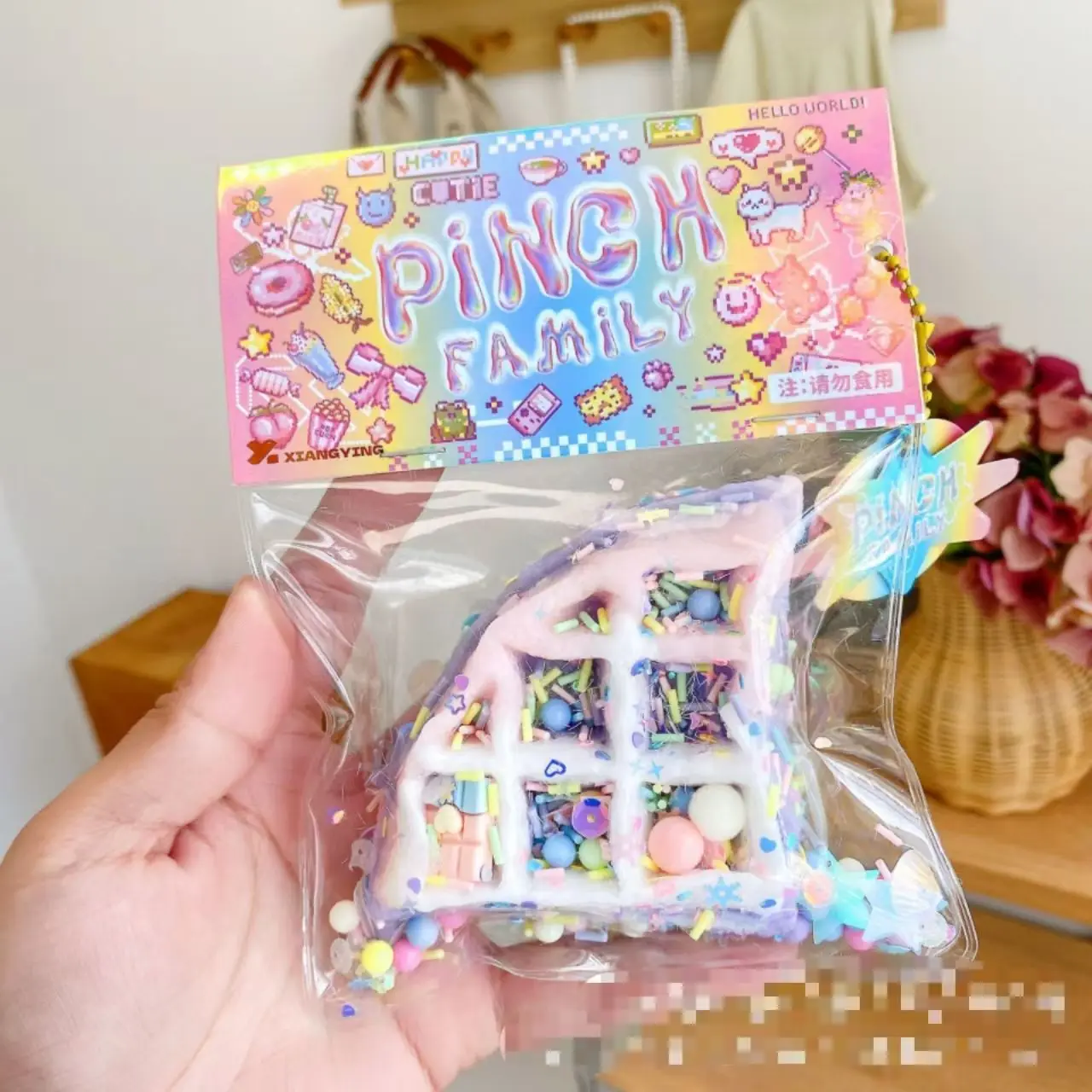 2024 Wholesale Cartoon Waffle Doughnut Squishy Pinching Decompression Toys Squeeze Fun Food Soft Stress Ball For Adults And Kids