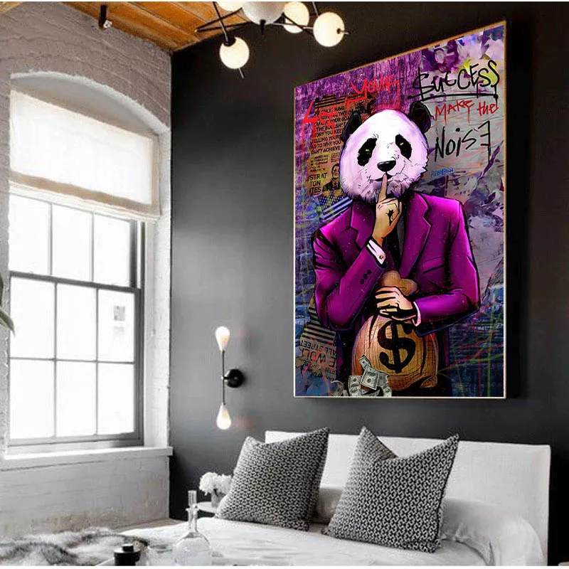 
Panda Let Your Success Make The Noise Motivitional Quotes Wall Art Picture For Home Decor Caudros Living Room Decoration Canvas 