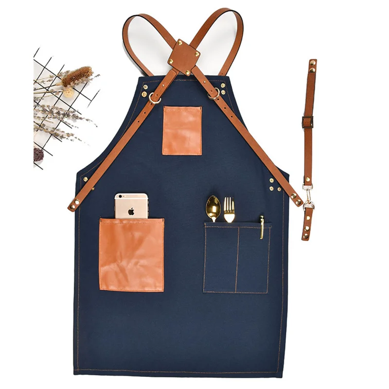 
Best selling kitchen canvas apron tool waist painting art tools unisex personalised antifouling organic cotton cleaning apron 