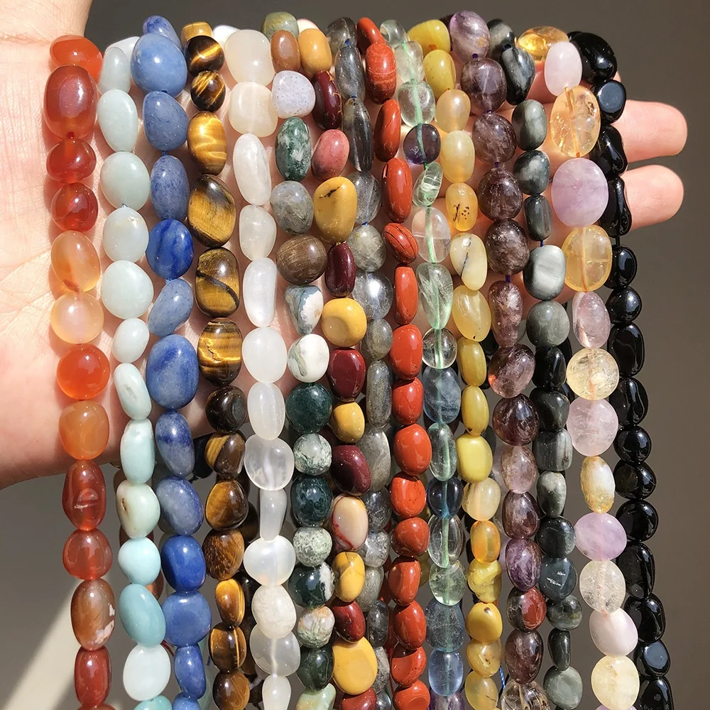 Wholesale 6*8mm natural stone beads jewelry making irregularity Elliptic type loose stone beads for jewelry making