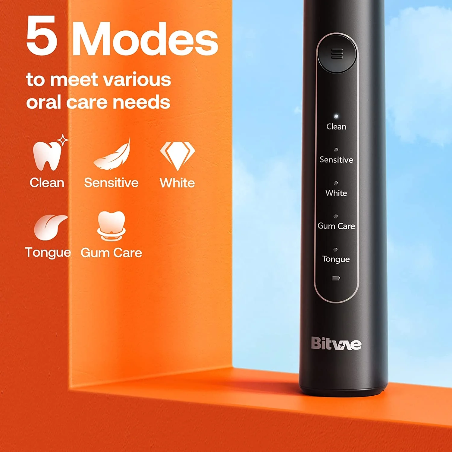 Bitvae BV R2 5 Rotating Electric Toothbrush for Adults with Pressure Sensor