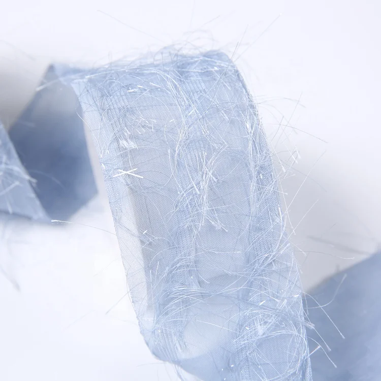 Wholesale custom fashion tassel trim polyester voile ribbon cut edge wedding decor ribbon