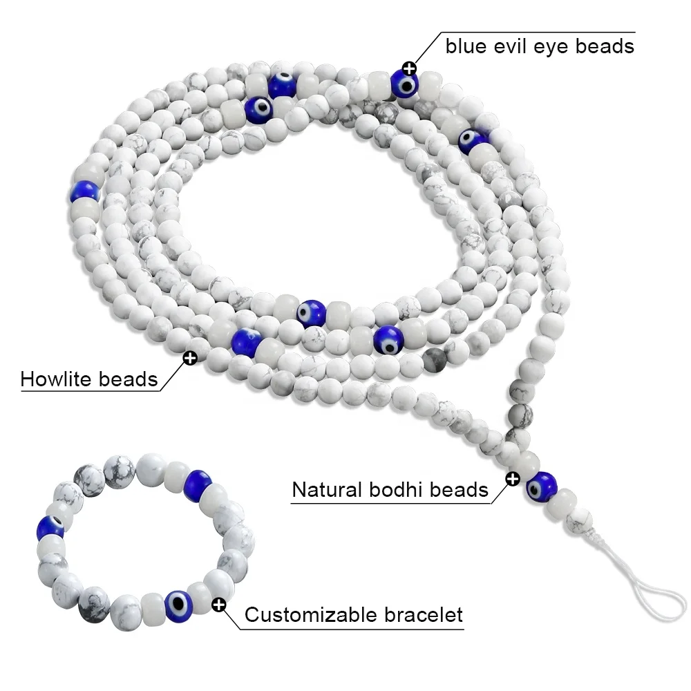 Factory direct sale simple evil-eyes white pine beads phone straps beads accessories for mobile/ glasses/necklace/bracelet